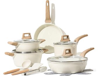 Pannenset 14-delig | Creme - Houtprint