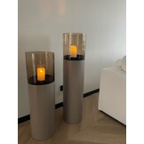 Luxe Windlicht op pilaar Champagne - 3 stuks: H90 + H110 + H130 cm