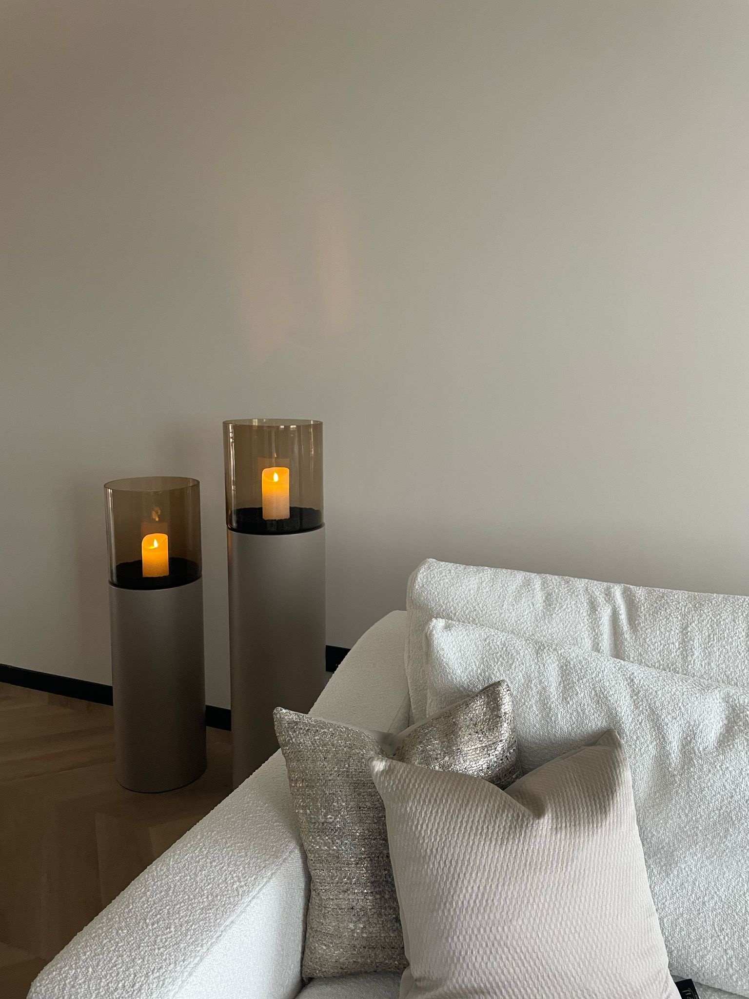 Luxe Windlicht op pilaar Champagne - 3 stuks: H90 + H110 + H130 cm