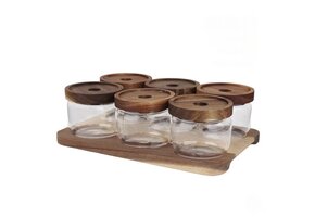 Glazen Voorraadpotten met onderzetter | 7 - delig