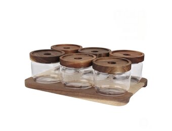 Glazen Voorraadpotten met onderzetter | 7 - delig