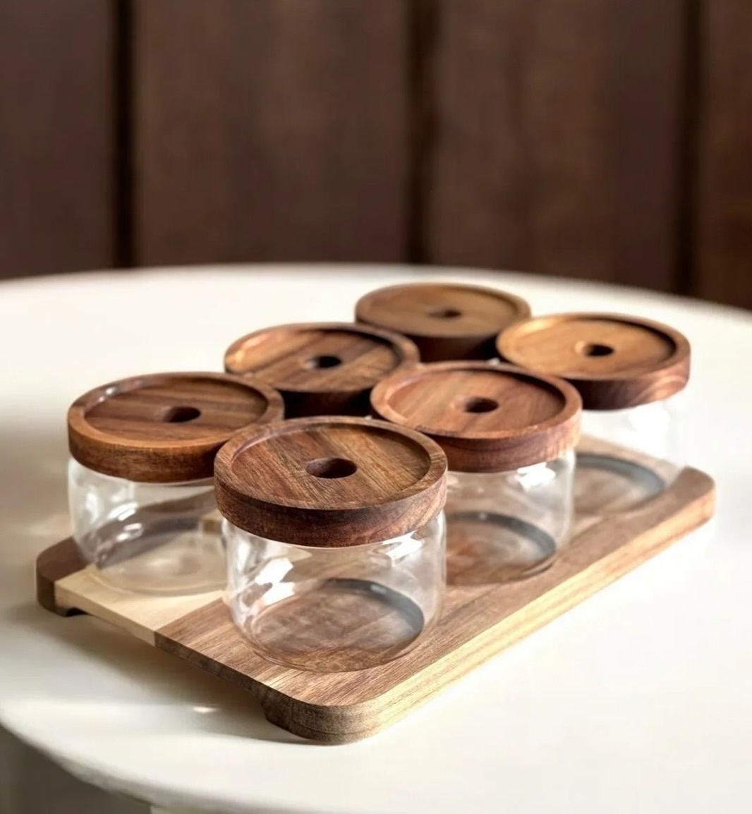 Glazen Voorraadpotten met onderzetter | 7 - delig | 300ml