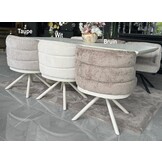 Draaistoel Channel - Wit Chenille / Creme kleur poot