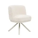 Draaistoel Channel - Wit Chenille / Creme kleur poot