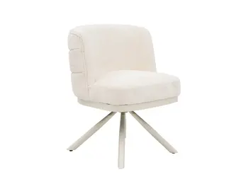 Draaistoel Channel - Wit Chenille / Creme kleur poot
