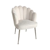 Eetkamerstoel Shelly - Bouclé stof - Wit - Zilver