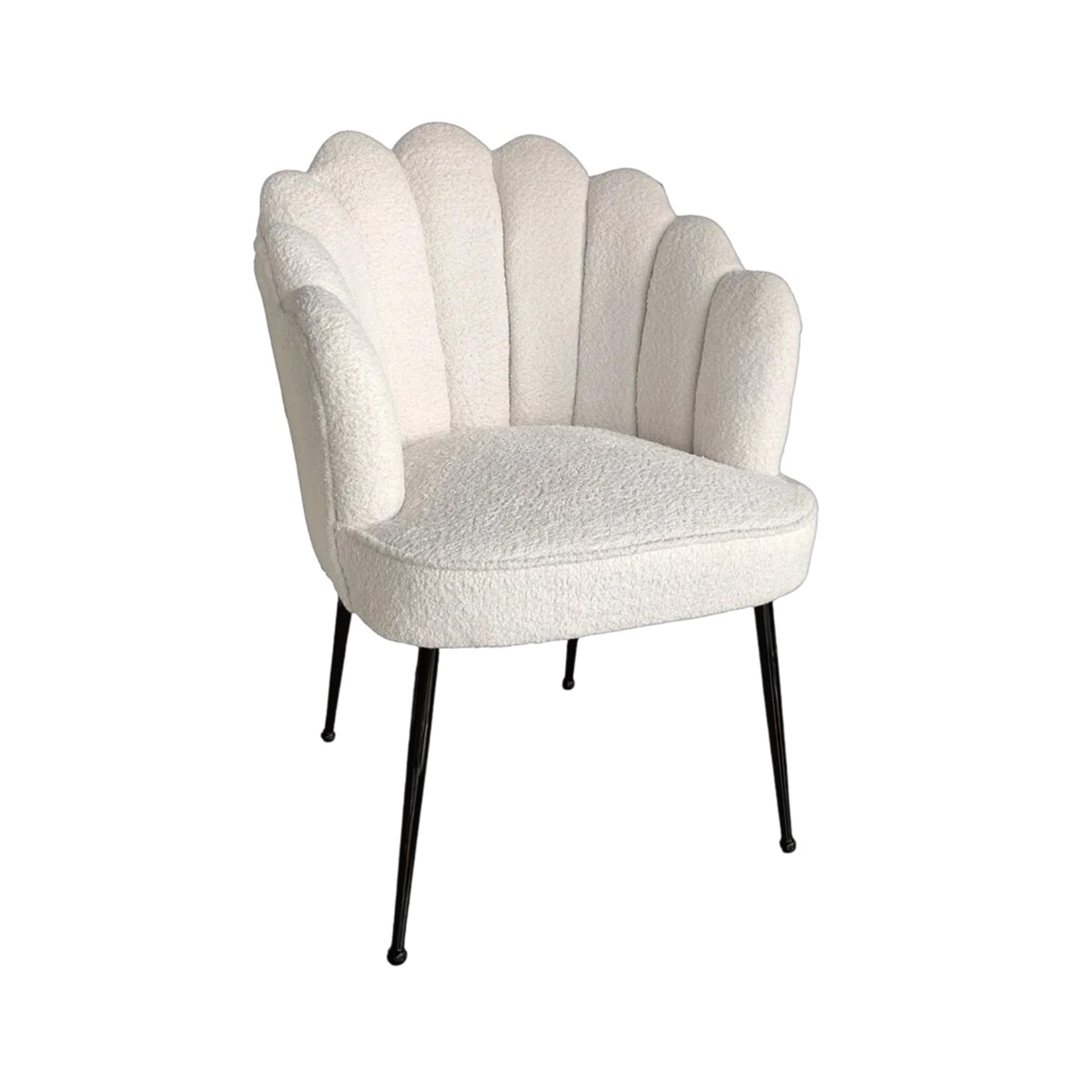 Eetkamerstoel Shelly - Bouclé stof - Wit - Zwart