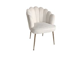 Eetkamerstoel Shelly - Bouclé stof - Wit - Goud