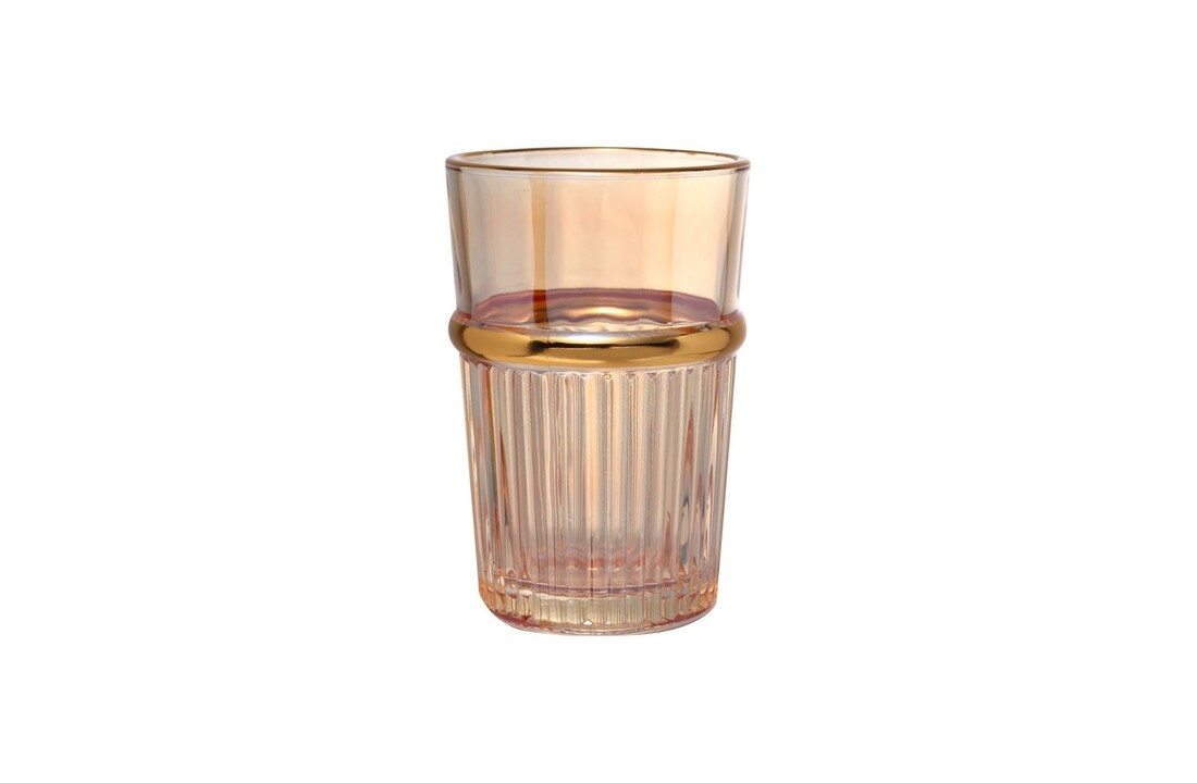 Theeglazen Fariza - set van 12 | Amber Glas | Goud