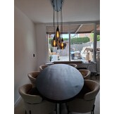 Hanglamp Modules Smoke glas - 8 lichts - Ovale plafondplaat