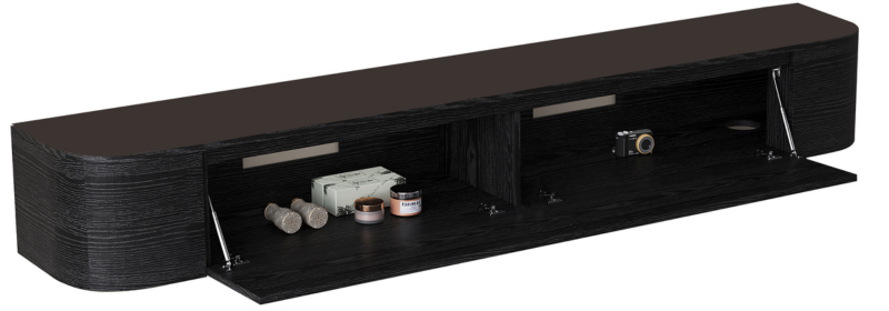 Japandi Tv Meubel Curved - Zwart Eiken - Gebogen zijkant