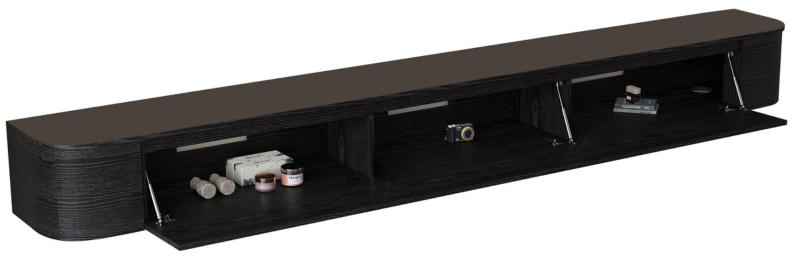 Japandi Tv Meubel Curved - Zwart Eiken - Gebogen zijkant