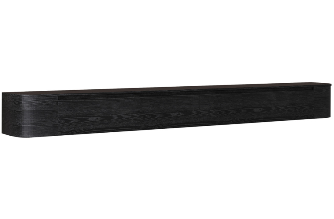 Japandi Tv Meubel Curved - Zwart Eiken - Gebogen zijkant