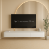 Japandi Tv Meubel Curved - Mat Wit - Gebogen zijkant