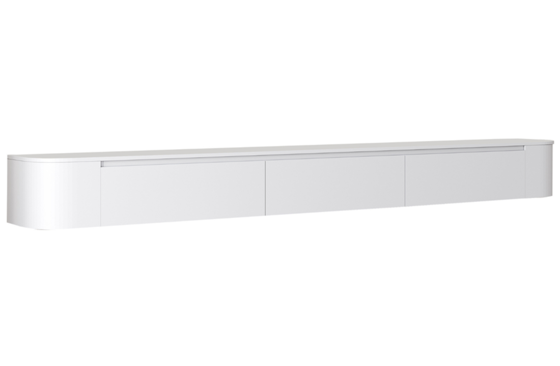 Japandi Tv Meubel Curved - Mat Wit - Gebogen zijkant
