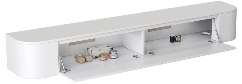 Japandi Tv Meubel Curved - Mat Wit - Gebogen zijkant