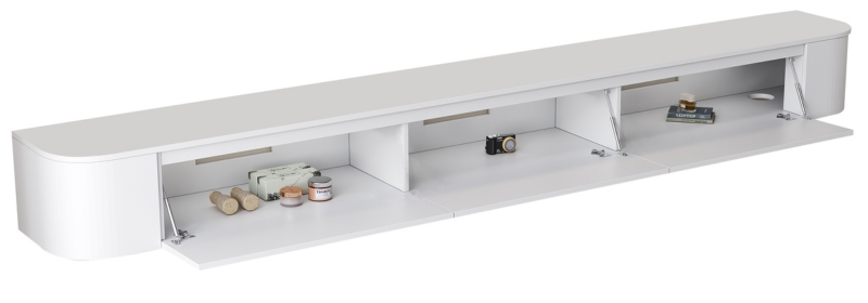 Japandi Tv Meubel Curved - Mat Wit - Gebogen zijkant