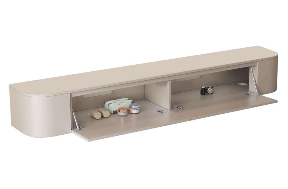 Japandi Tv Meubel Curved - Beige - Gebogen zijkant