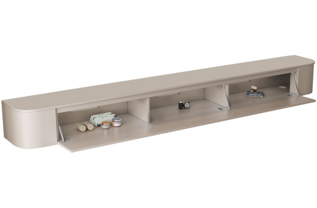 Japandi Tv Meubel Curved - Beige - Gebogen zijkant