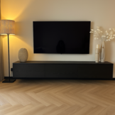 Zwevende Tv Meubel - Zwart Eiken - Recht