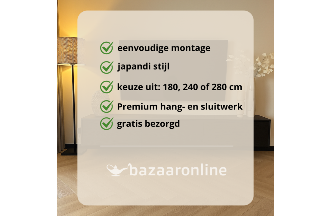 Zwevende Tv Meubel - Zwart Eiken - Recht