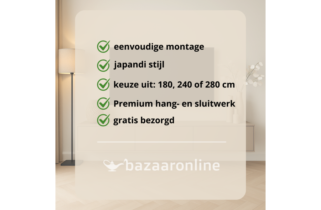 Zwevende Tv Meubel - Beige - Recht