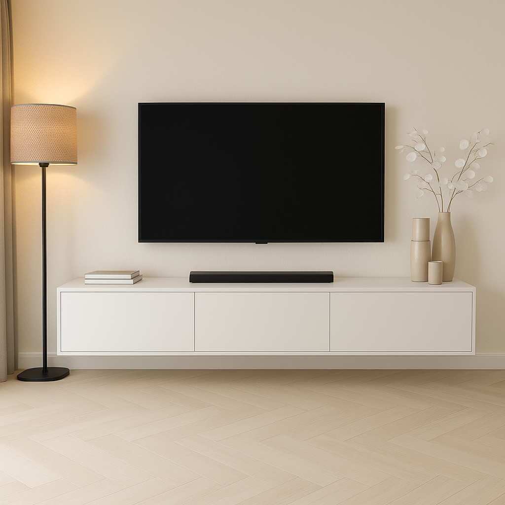 Zwevende Tv Meubel - Mat Wit - Recht