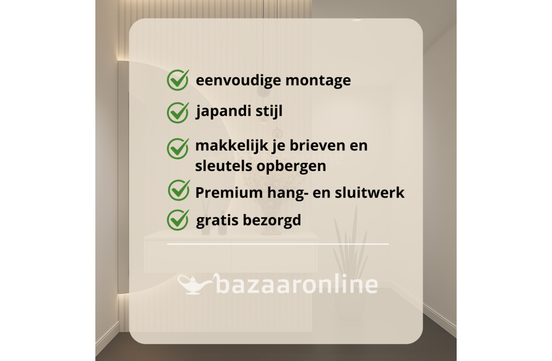 Zwevende Gangkast - Mat Wit - L100 x D25 x H20 cm