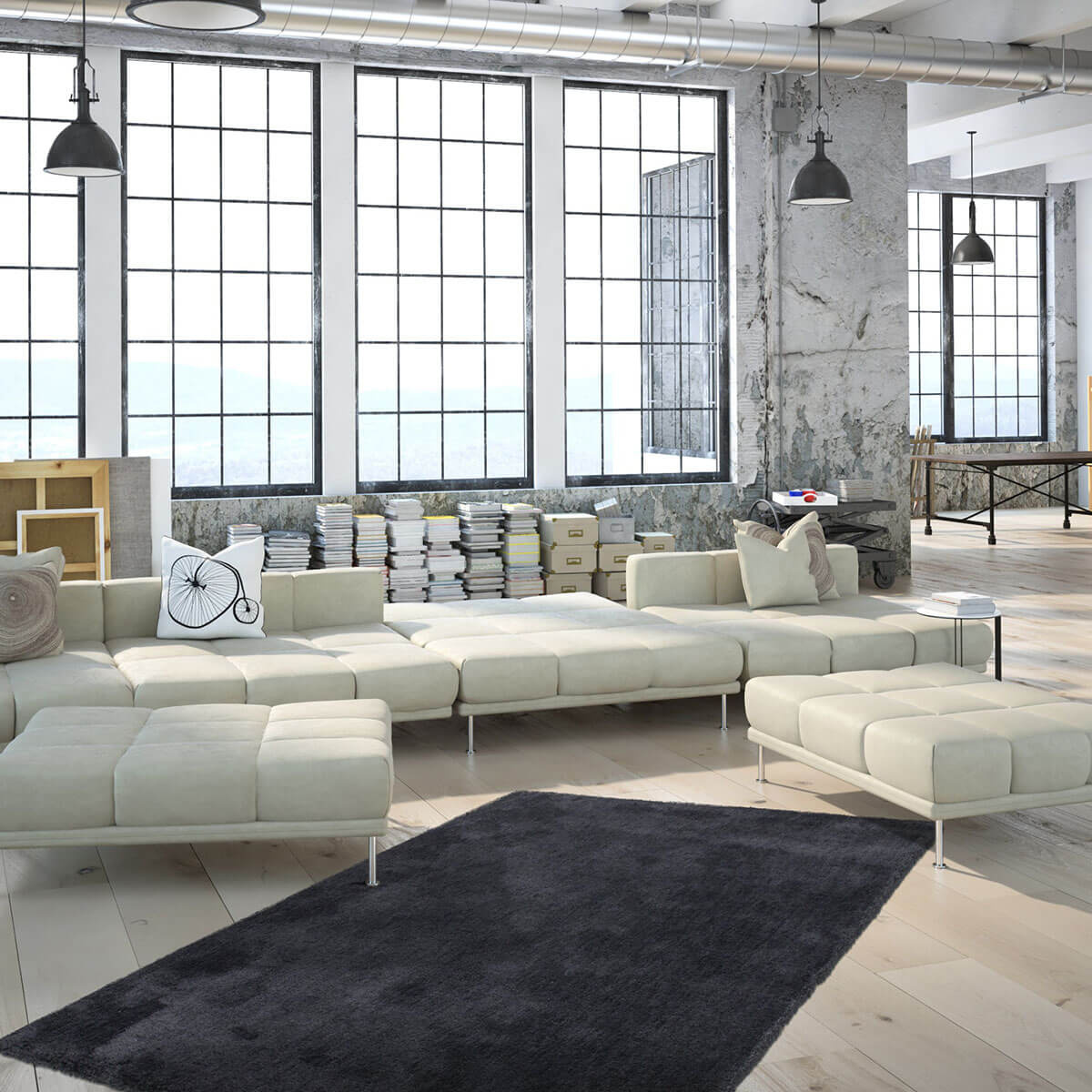 Velvet Vloerkleed hoogpolig Grafiet - Eric Kuster Stijl