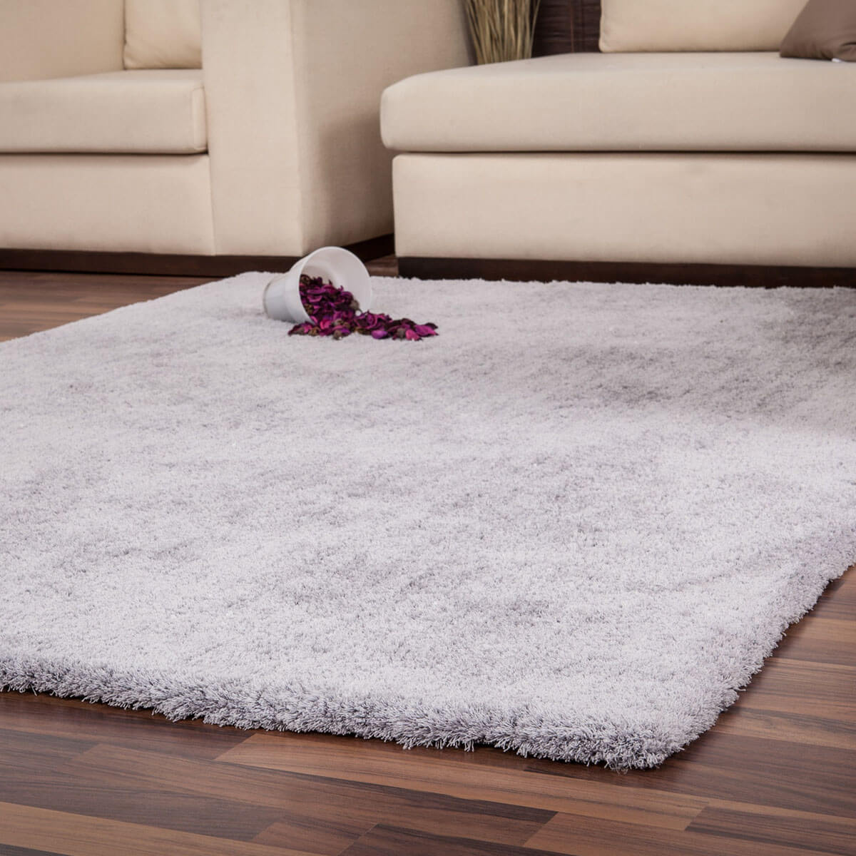 Velvet Vloerkleed hoogpolig Zilver - Eric Kuster Stijl