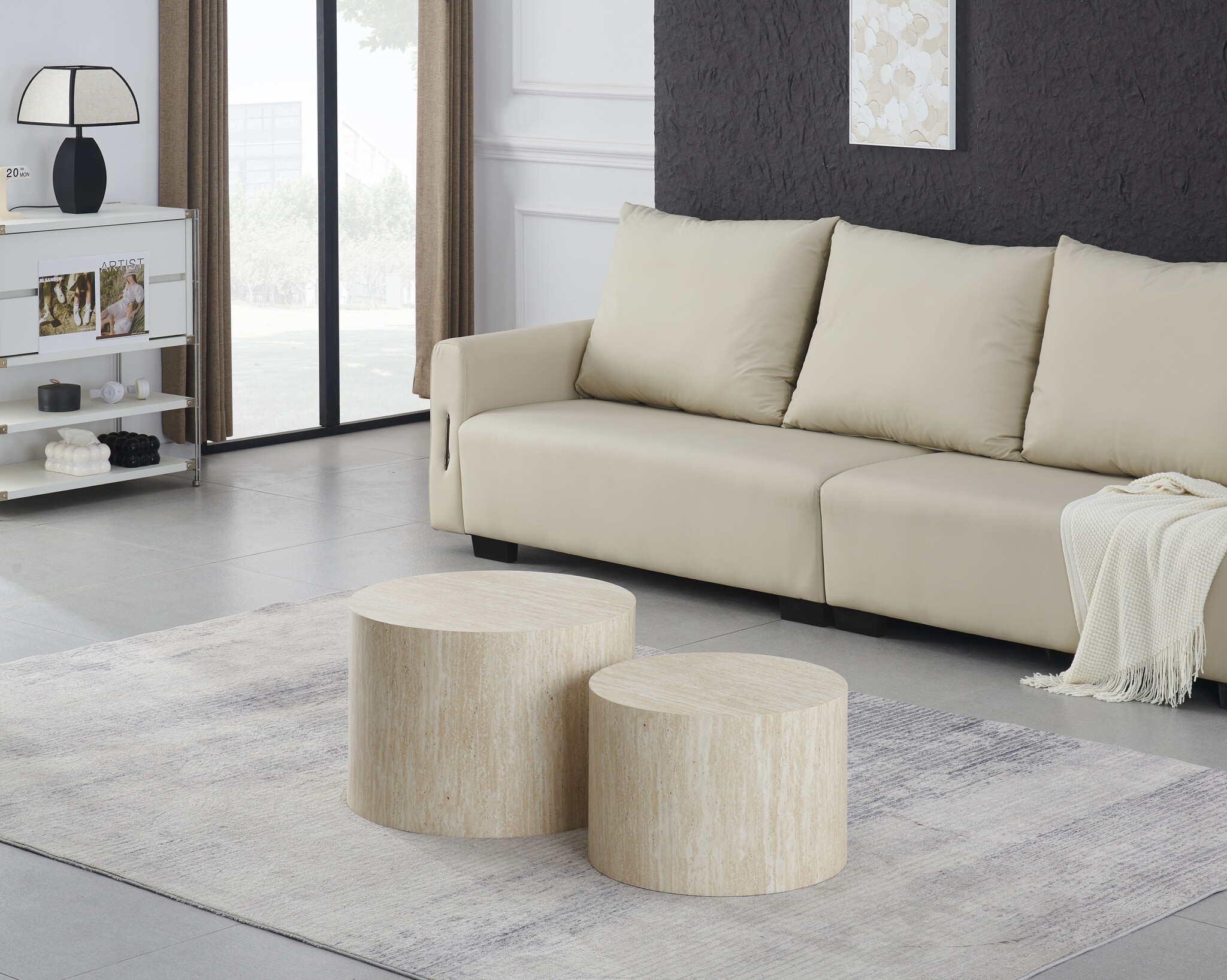 Salontafel Nuvola - Set van 2 met Travertijn look