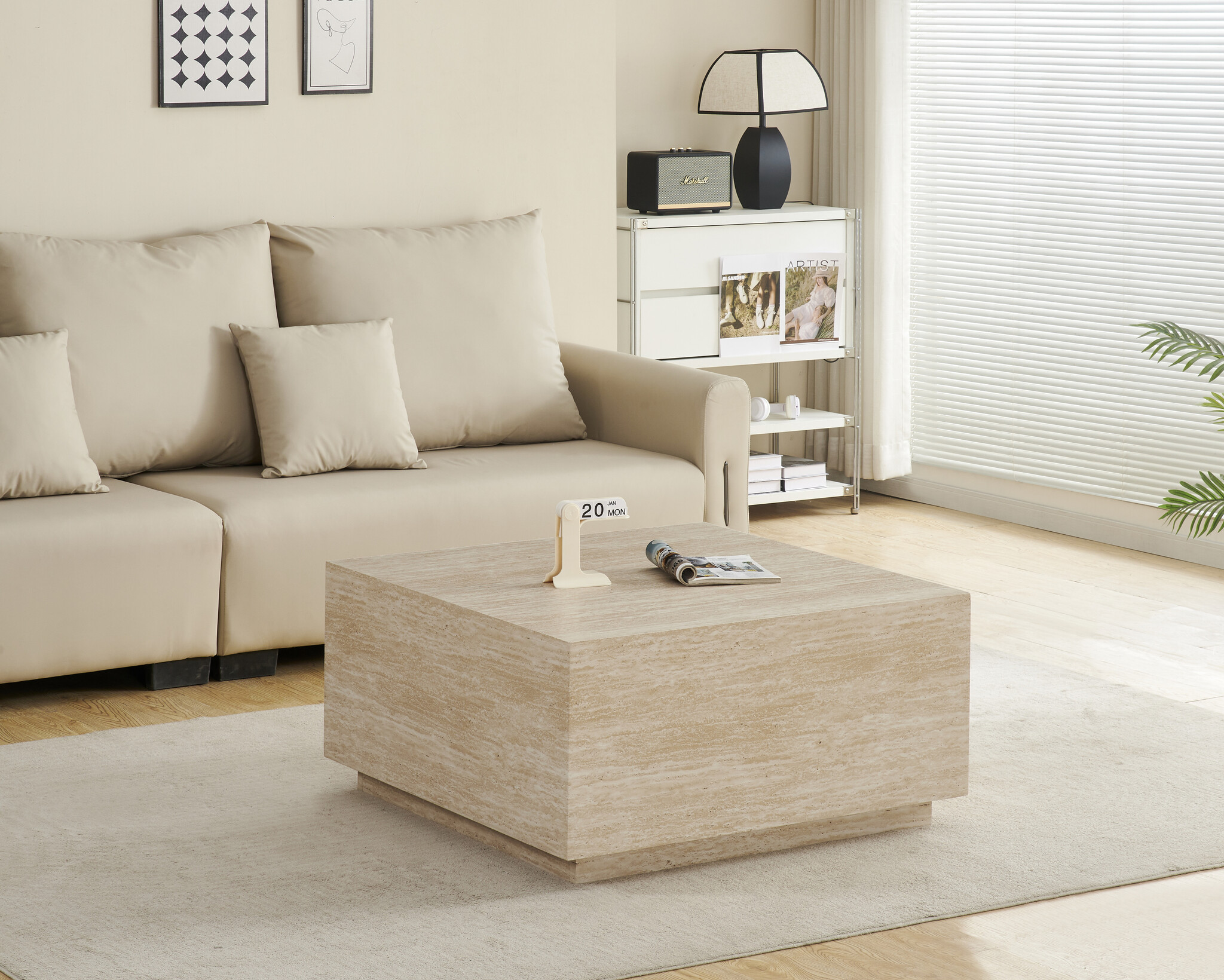 Salontafel Nuvola - Vierkant met Travertijn look