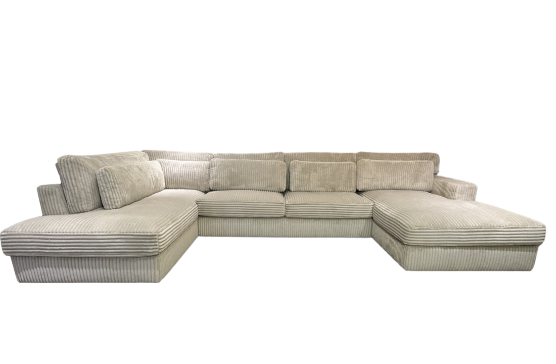 U-Bank Texas | Fluffy Ribstof Zand/Beige - Pocketvering
