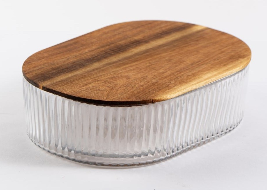 Glazen Bewaardoos Woody - Ø 25,5 cm