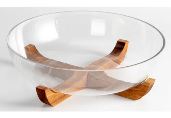 Lage glazen serveerschaal Woody – Ø 28 cm