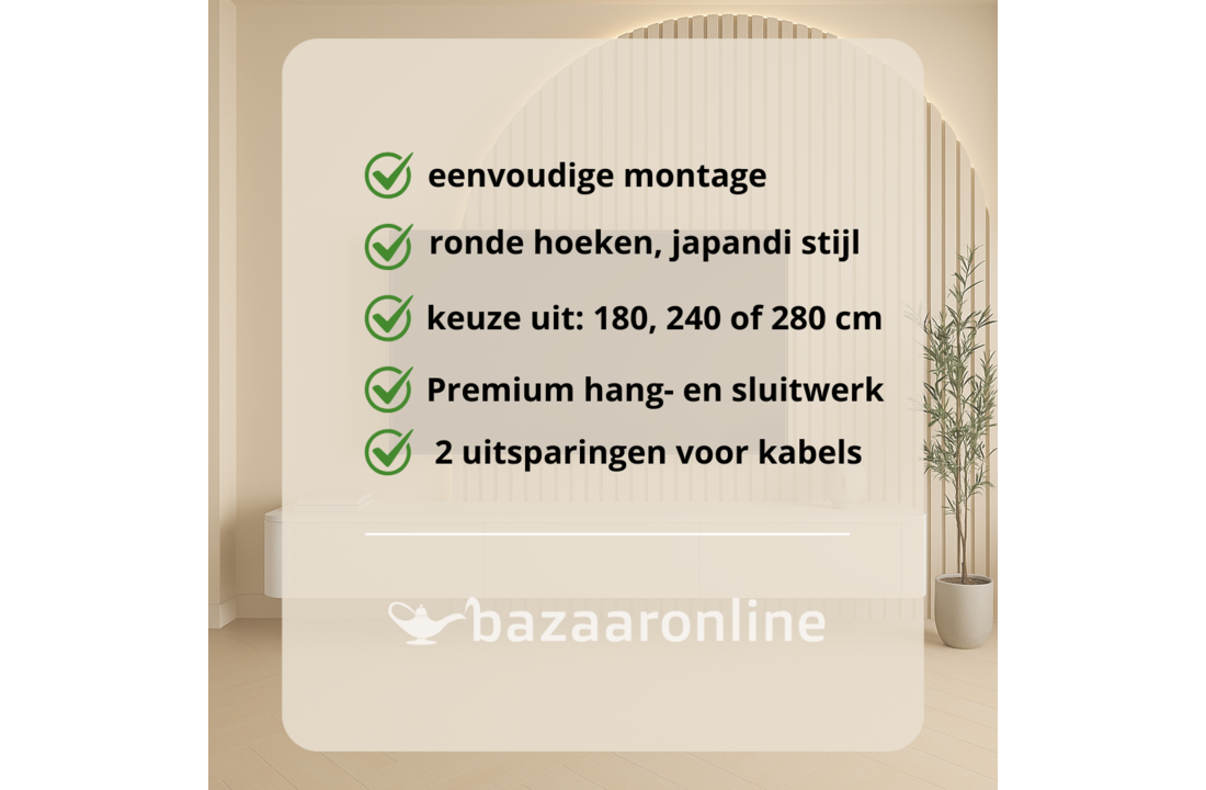 Japandi Tv Meubel Curved - Mat Wit - Gebogen zijkant