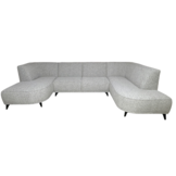 U-bank Reine | Lichtbeige met Grijstint- Ronde eilanden