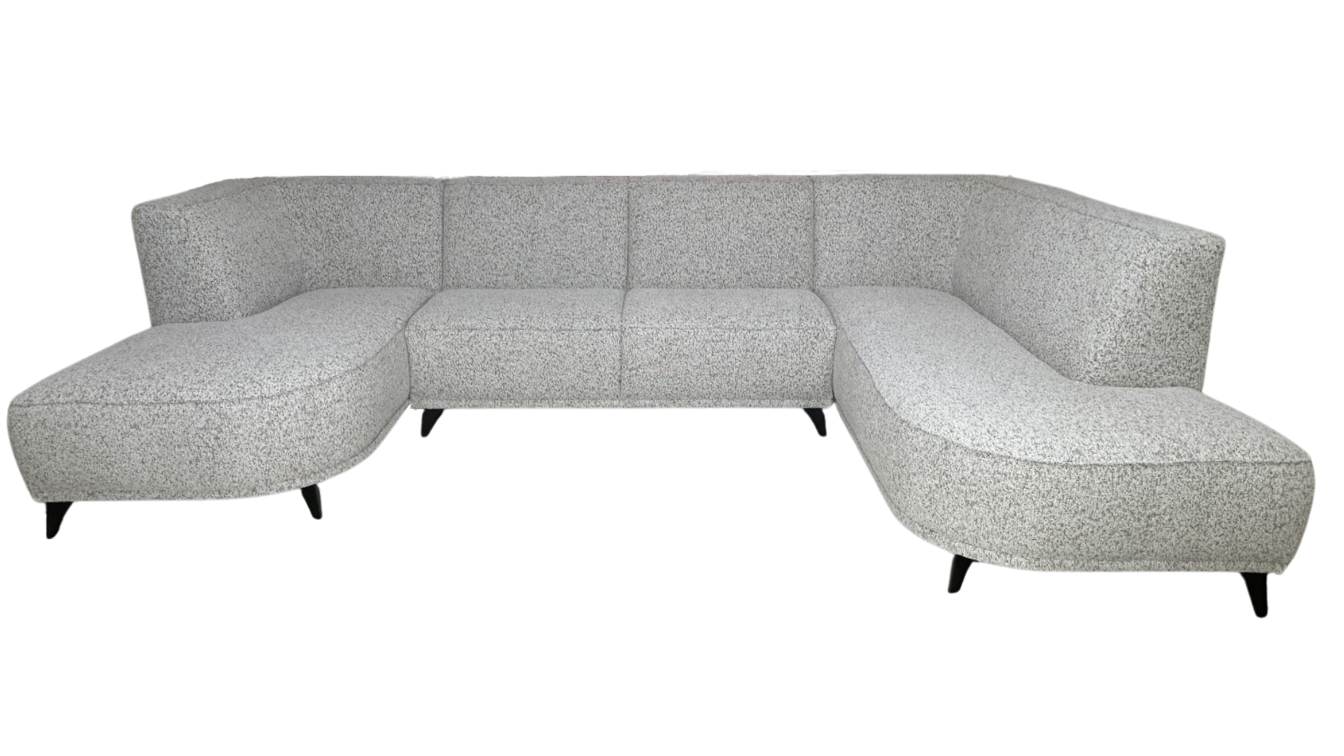 U-bank Reine | Lichtbeige met Grijstint- Ronde eilanden