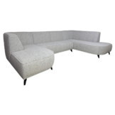 U-bank Reine | Lichtbeige met Grijstint- Ronde eilanden