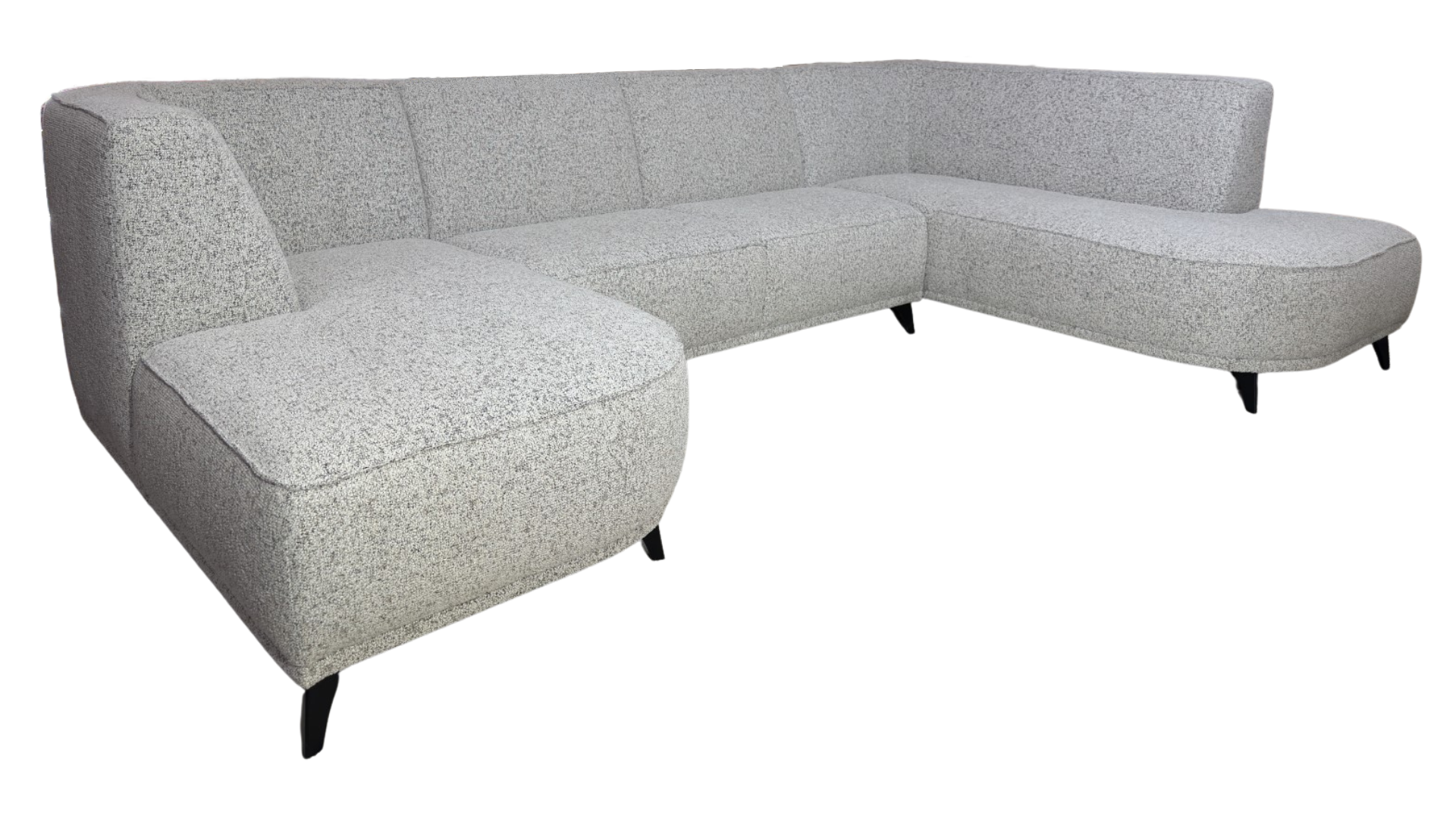 U-bank Reine | Lichtbeige met Grijstint- Ronde eilanden