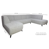 U-bank Reine | Lichtbeige met Grijstint- Ronde eilanden