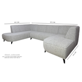 U-bank Reine | Lichtbeige met Grijstint- Ronde eilanden