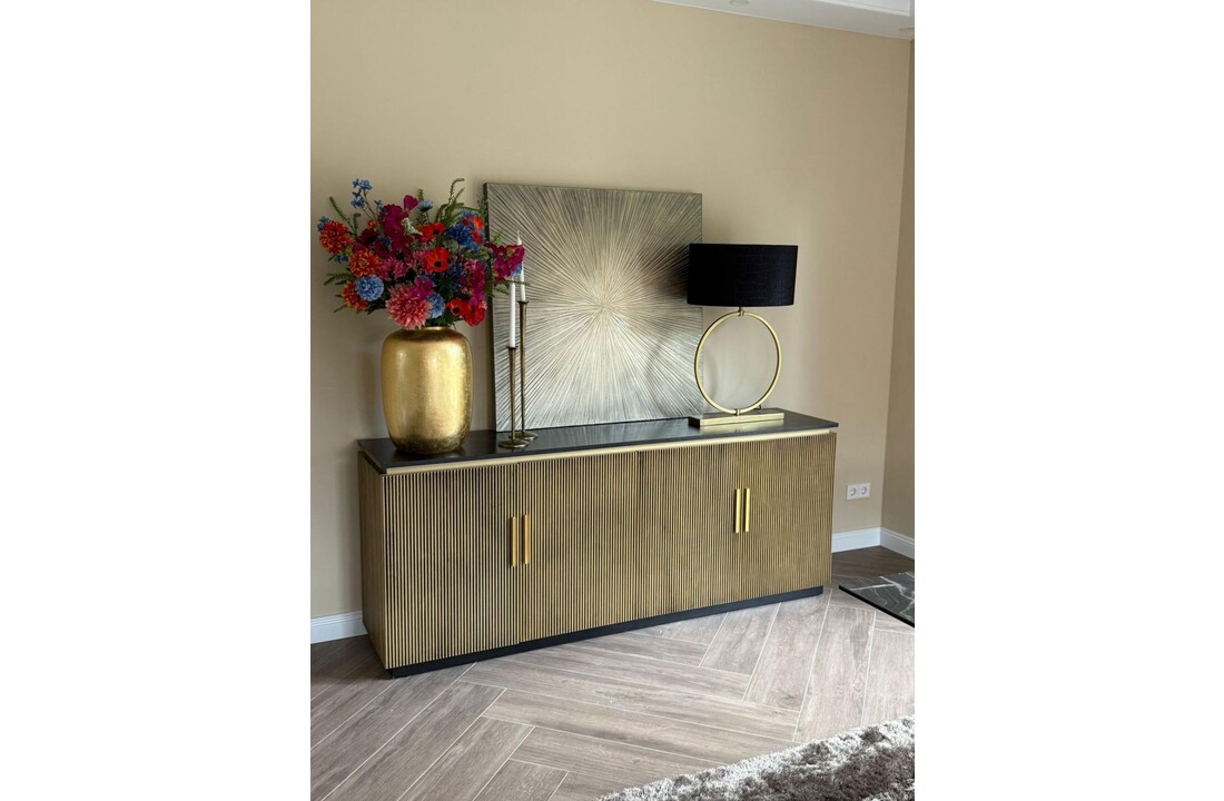 Dressoir Goldtown | Zwart Eiken Fineer - 200 x 40 x 80 cm