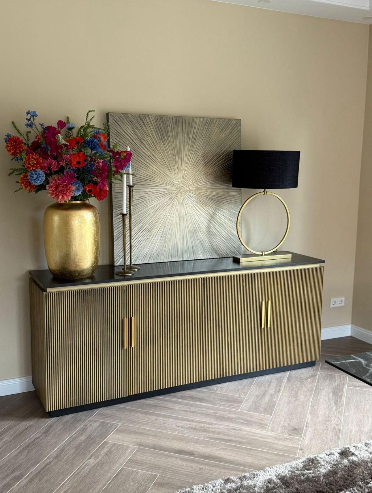 Dressoir Goldtown | Zwart Eiken Fineer  - 200 x 40 x 80 cm