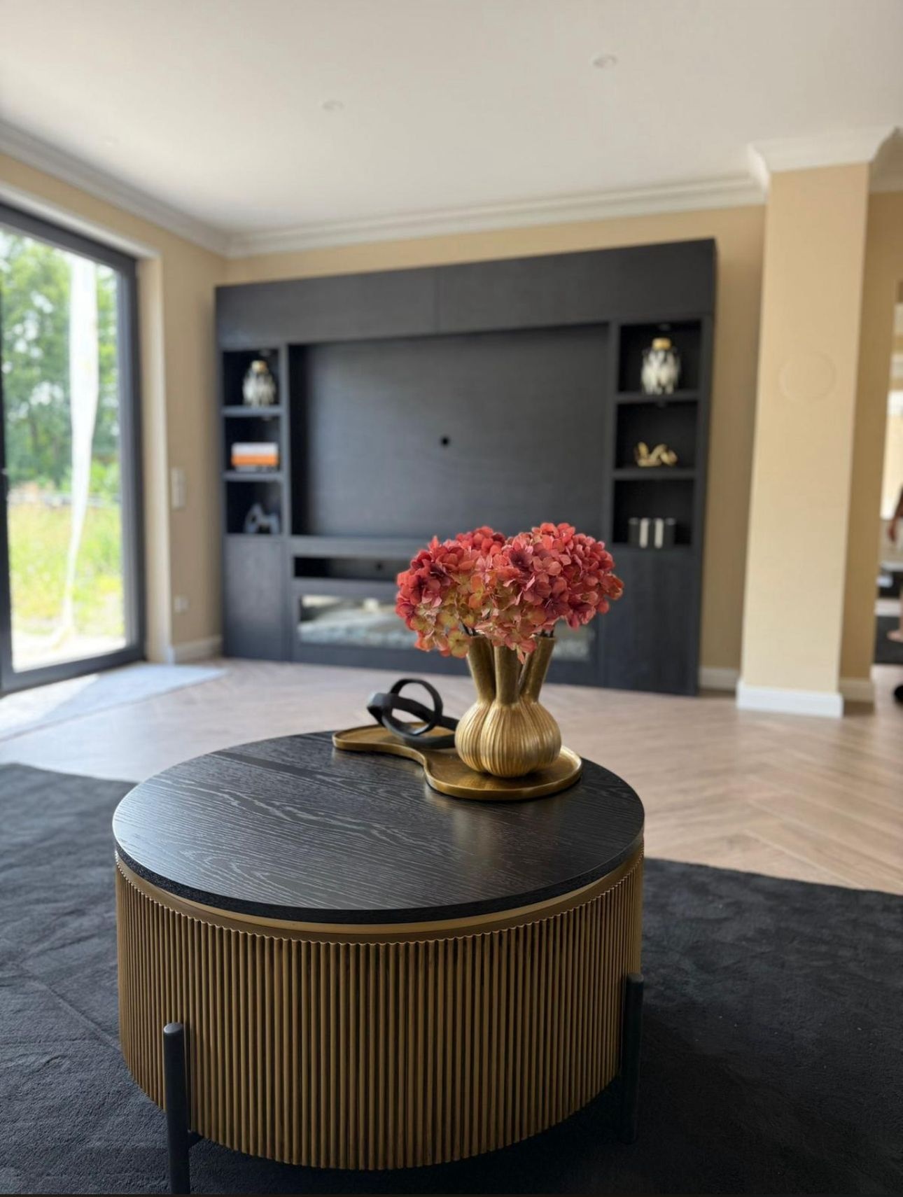 Salontafel Goldtown Zwart Eiken Fineer | Ø90 cm