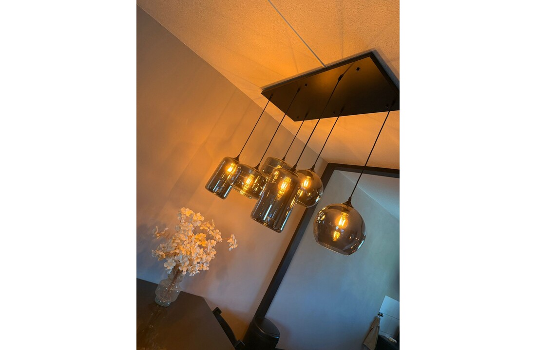 Hanglamp Mix Bollen Smoking glass 6 lichts