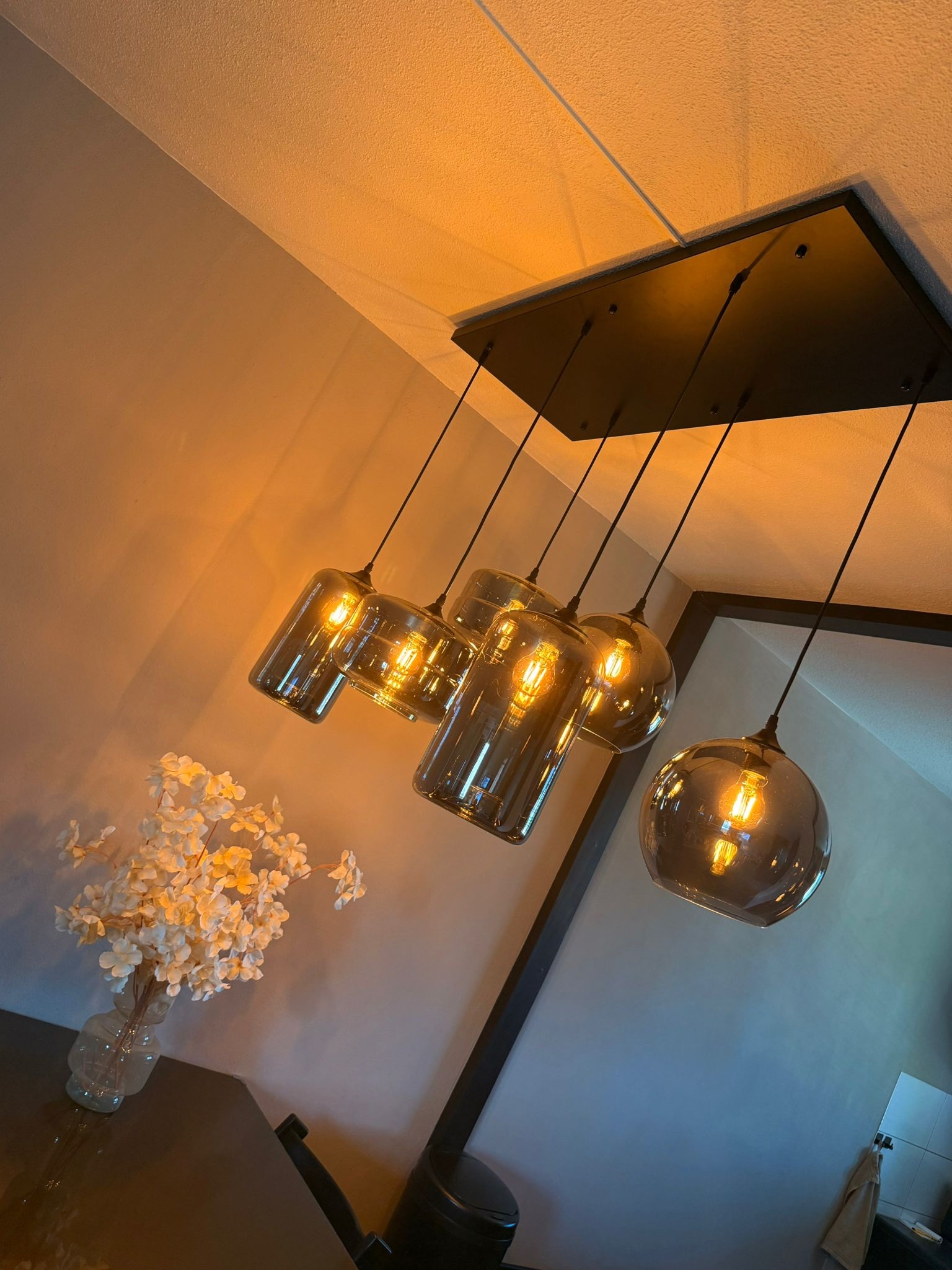 Hanglamp Mix Bollen Smoking glass 6 lichts