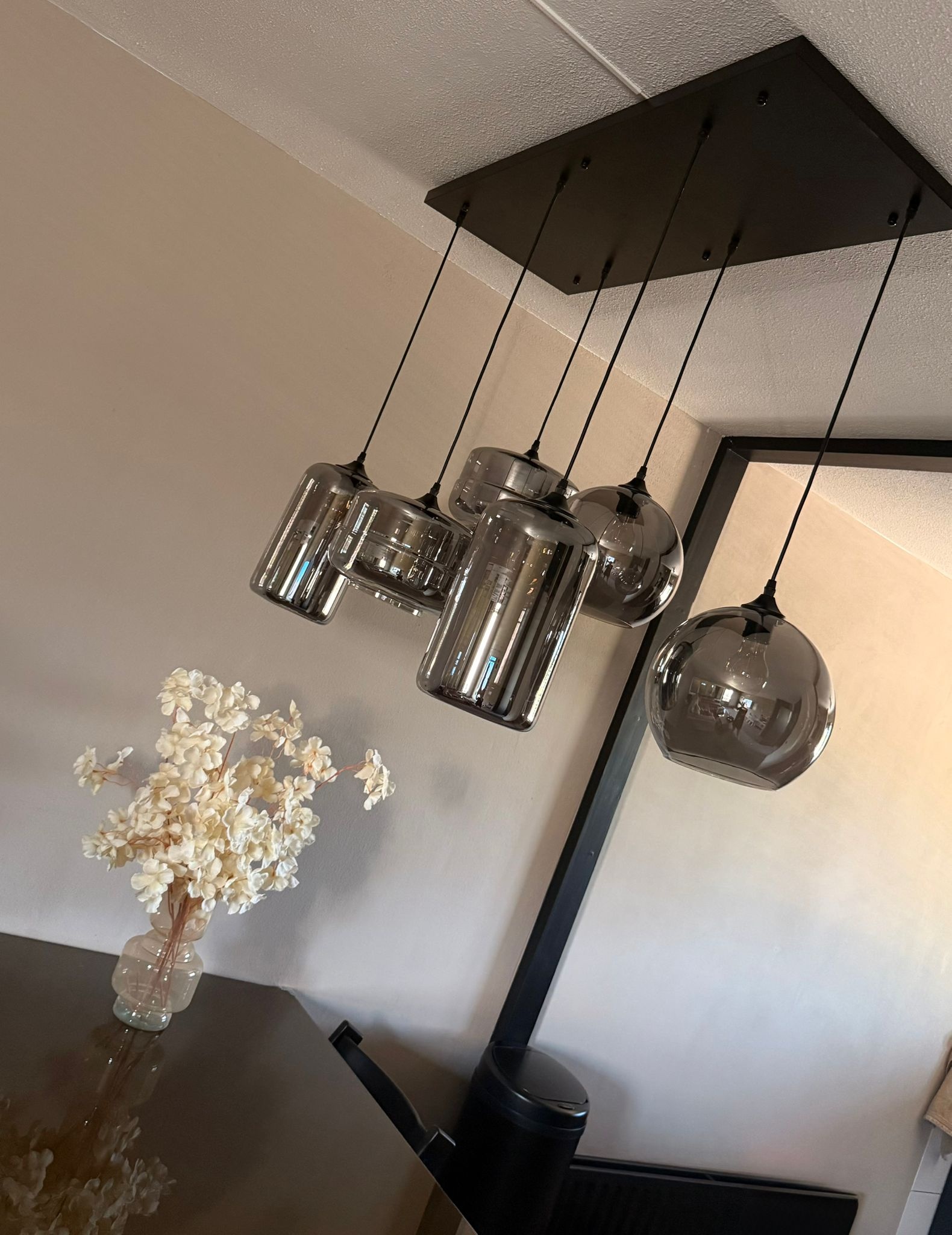 Hanglamp Mix Bollen Smoking glass 6 lichts