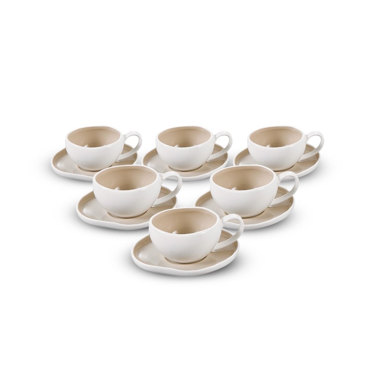 Espressoset Barles Wit/Taupe | 12-delig