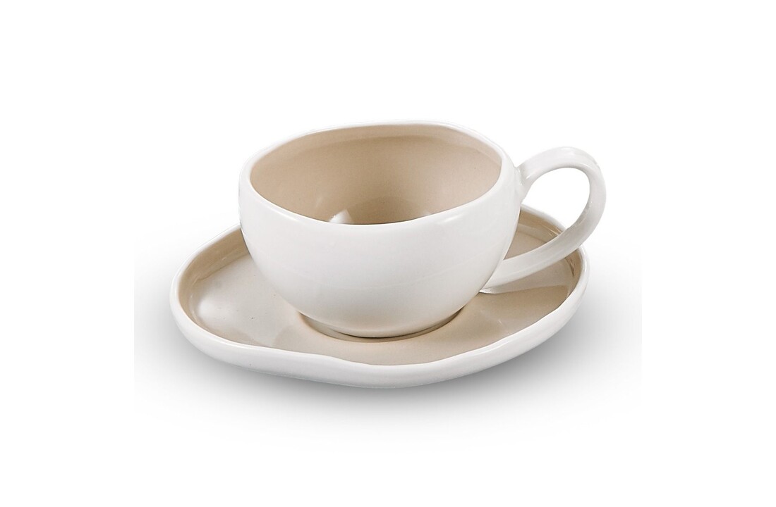Espressoset Barles Wit/Taupe | 12-delig